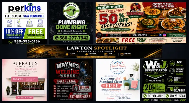 First edition Lawton Community Spotlight postcard artwork