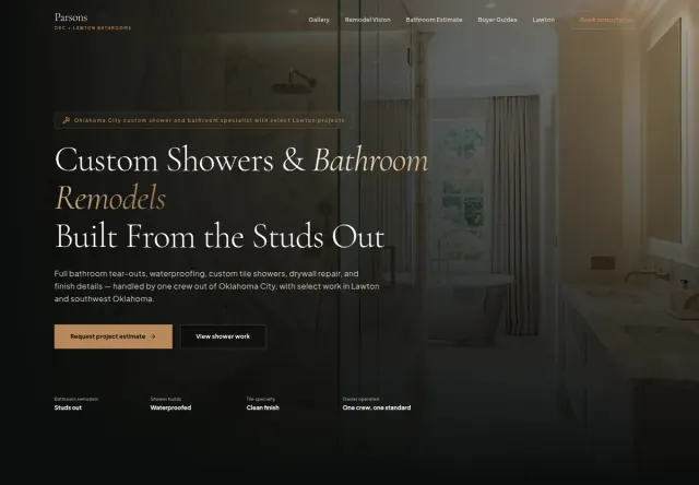 OKCBath.com homepage built for Parsons Stone and Tile