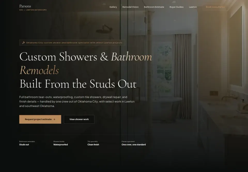OKCBath.com website built for Parsons Stone and Tile