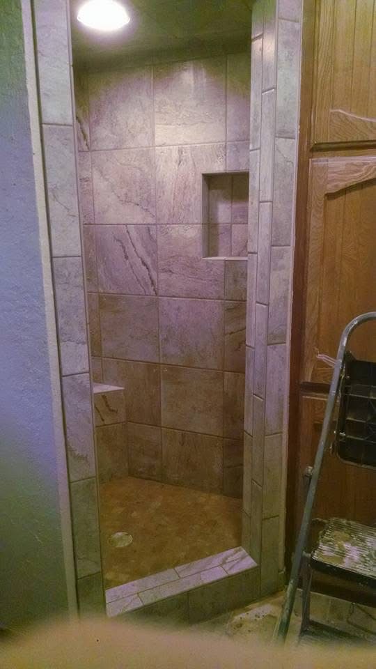 Completed custom tile shower by Parsons Stone and Tile