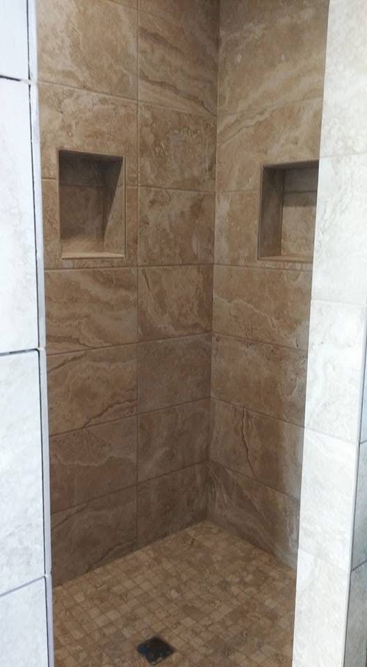 Custom tile shower with recessed niches by Parsons Stone and Tile