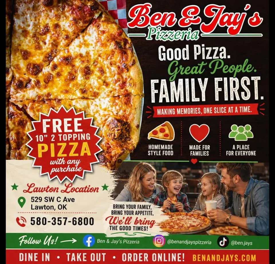 Ben & Jay's Pizzeria advertisement as printed in the Lawton Spotlight