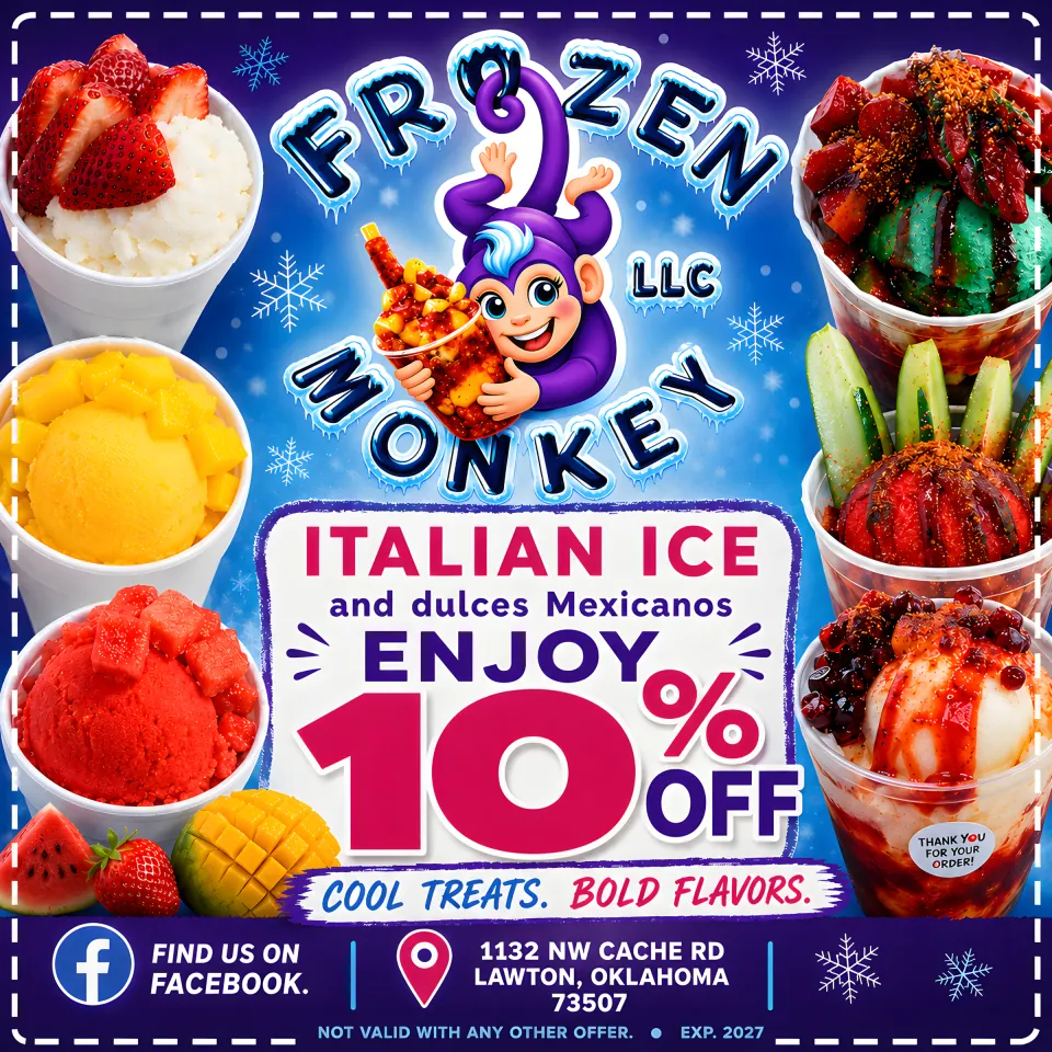 Frozen Monkey advertisement as printed in the Lawton Spotlight
